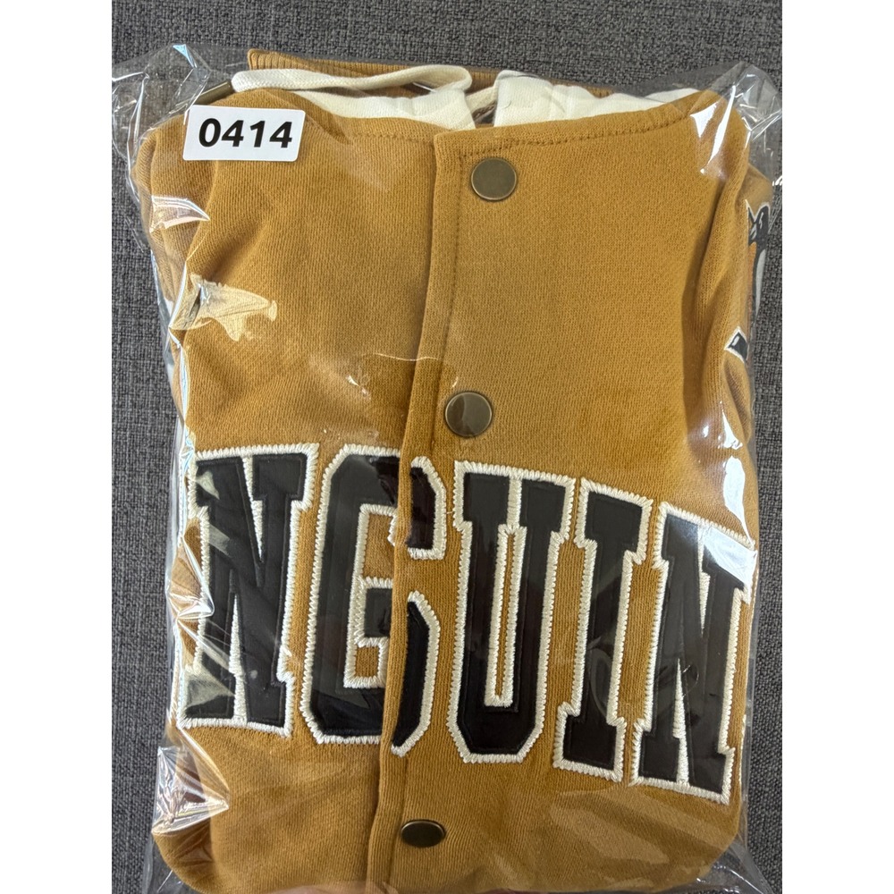 Mitchell & Ness Pittsburgh Penguins NHL Dusted Fleece Varsity Jacket Gold Large - Picture 13 of 13